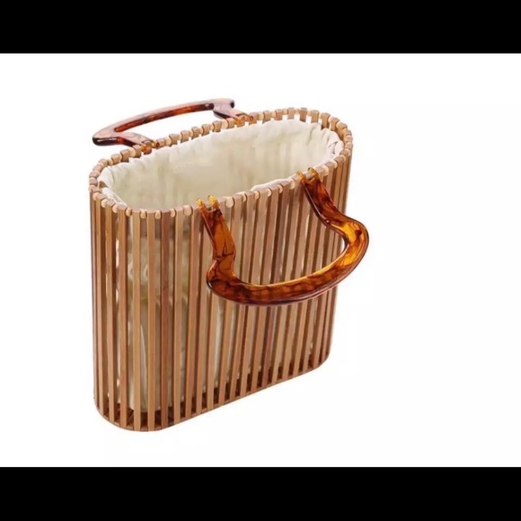 Natural Bamboo Clutch Bag Straw Woven Handbag - Picture 4 of 13